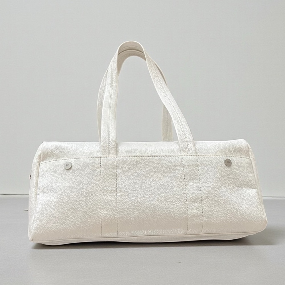 White genuine leather satchel handbag - Picture 5 of 16